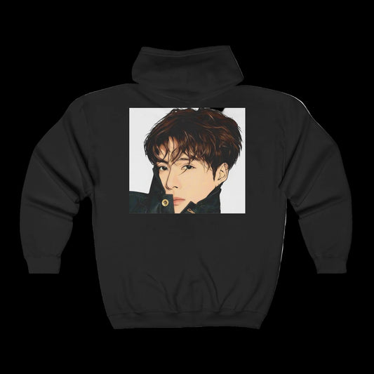 J. W. Initials Zip Hoodie | Photo Back Art Hoodie