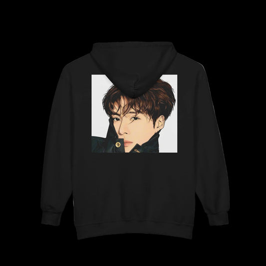 J. W. Initials Zip Hoodie | Photo Back Art Hoodie